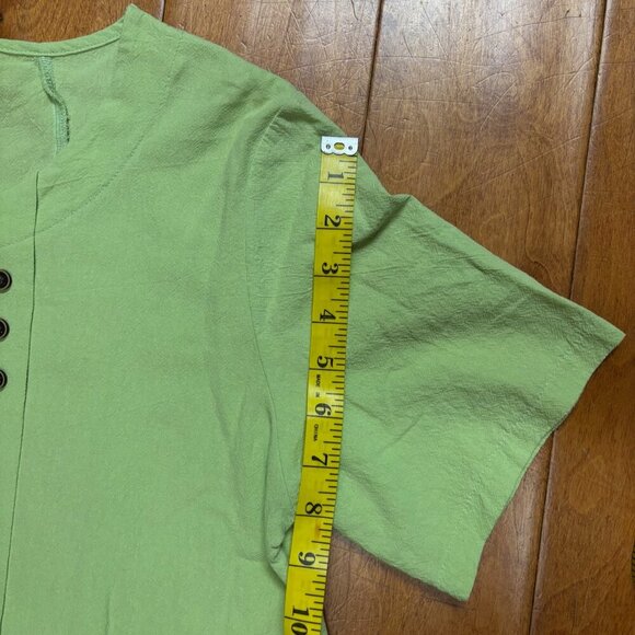 Womens Green Blouse Top Size Med Floral Lagenlook Artsy Lightweight Spring Boho - Picture 8 of 9